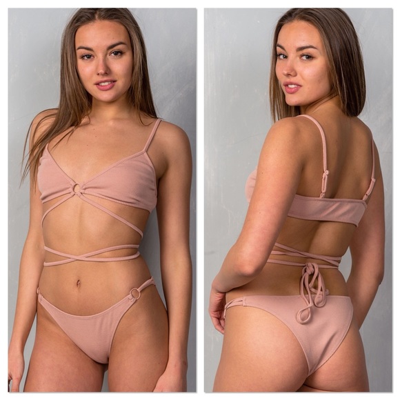 Lavender Moon Other - Nude Strappy Two Piece Cheeky Bikini Set